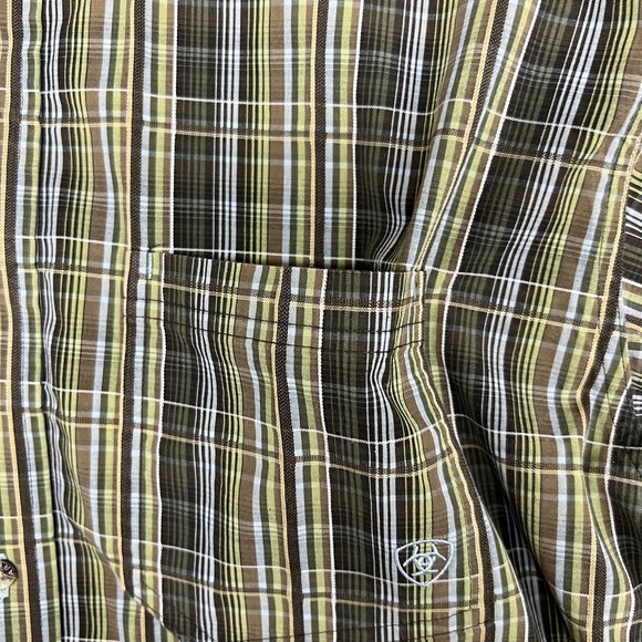 Ariat Pro Series Shirt Mens XL Green Brown Plaid Button Down Western Long Sleeve - Picture 7 of 16